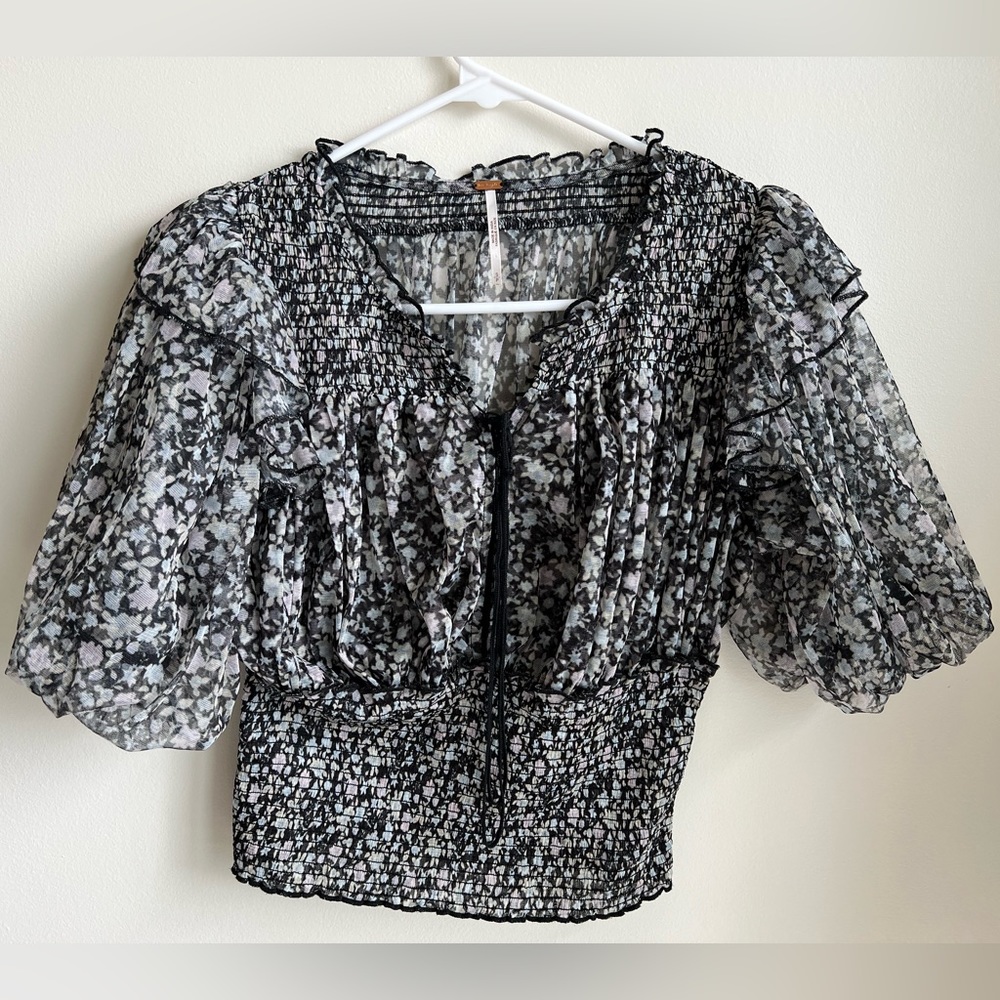 Free People Beatrice Smocked Ruffle Top - Picture 3 of 9